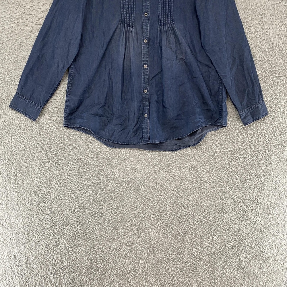 Sundance Chambray Top Womens Medium Blue Button Up‎ Pintuck Shirt Western - Picture 2 of 12